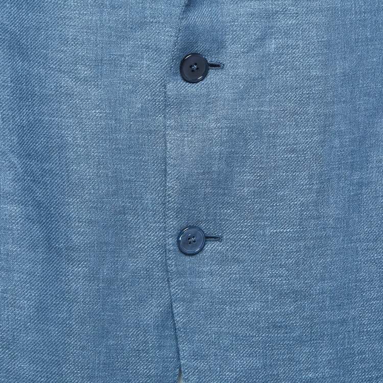Pre Owned Ermenegildo Zegna Blue Linen Blend Single Breasted Blazer 4XL