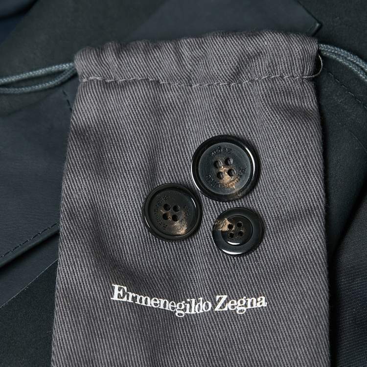 Pre Owned Ermenegildo Zegna Navy Blue Leather Single Breasted Blazer XL