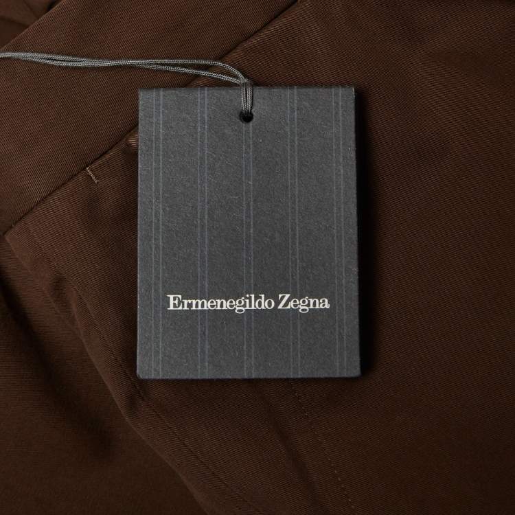 Pre Owned Ermenegildo Zegna Brown Cotton Tailored Trousers XL