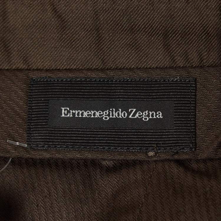 Pre Owned Ermenegildo Zegna Brown Cotton Tailored Trousers XL