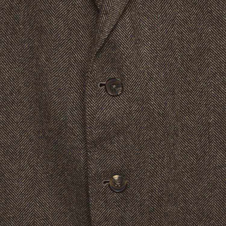 Pre Owned Ermenegildo Zegna Brown Patterned Cashmere Single Breasted Blazer 4XL