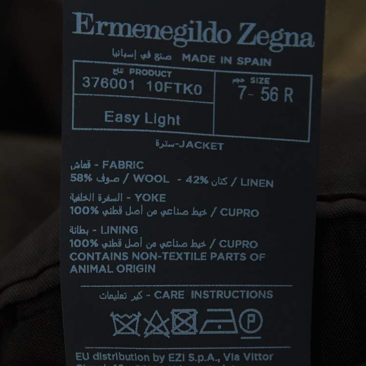 Pre Owned Ermenegildo Zegna Brown Wool Blend Singe Breasted Blazer XXXL