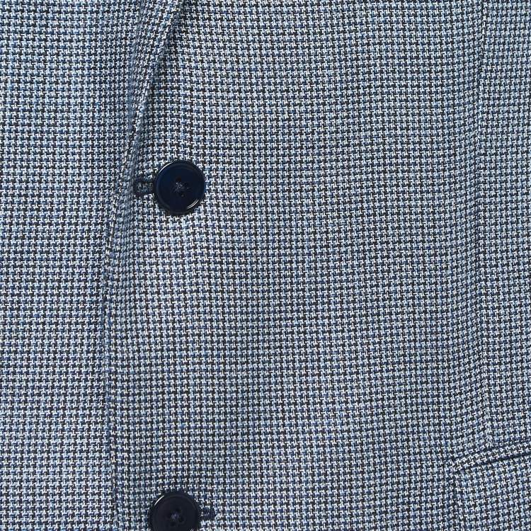Pre Owned Ermenegildo Zegna Blue Patterned Silk Blend Single Breasted Blazer XXXL