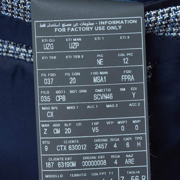 Pre Owned Ermenegildo Zegna Blue Patterned Silk Blend Single Breasted Blazer XXXL