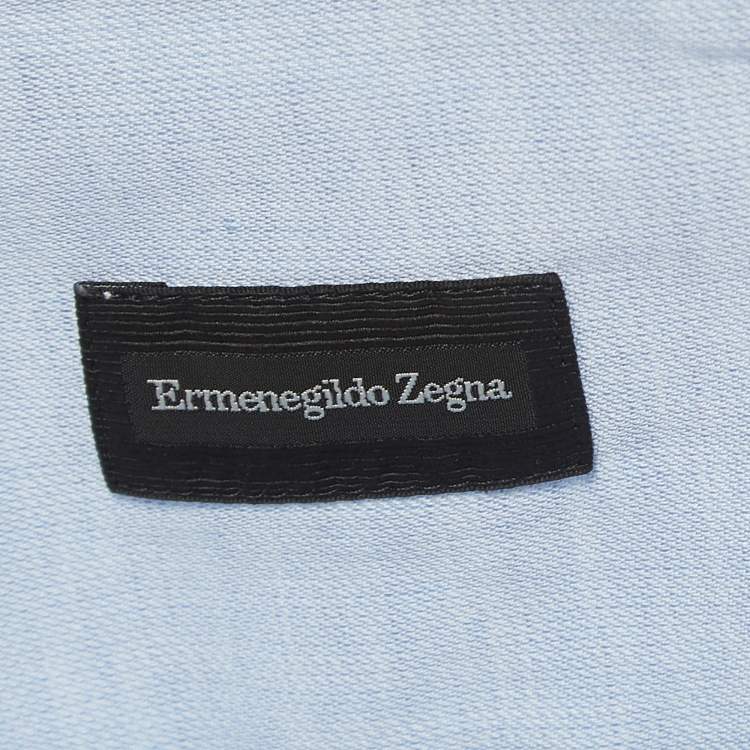 Pre Owned Ermenegildo Zegna Blue Linen-Blend Shirt L