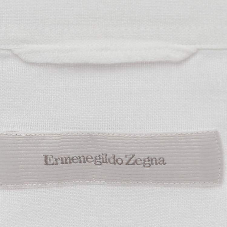 Pre Owned Ermenegildo Zegna White Linen Button Front Full Sleeve Shirt XL