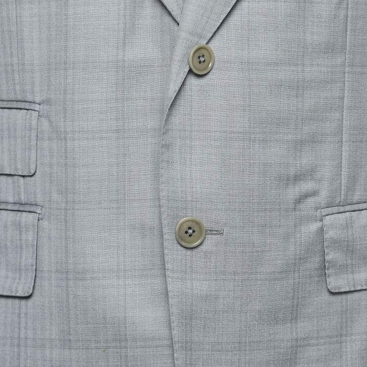 Pre Owned Ermenegildo Zegna Grey Checked Wool Blend Single Breasted Suit L