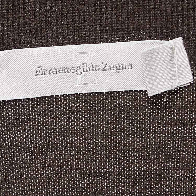 Pre Owned Ermenegildo Zegna Brown Wool Zip Front Vest XL