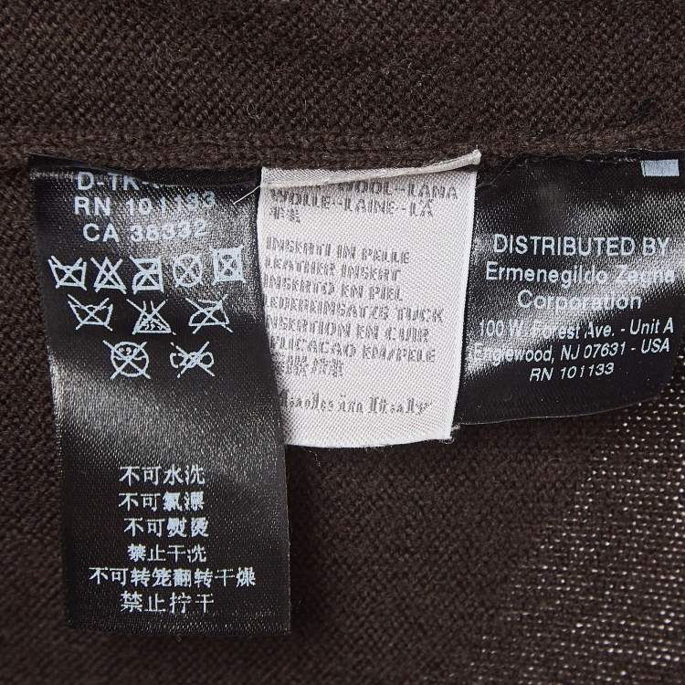 Pre Owned Ermenegildo Zegna Brown Wool Zip Front Vest XL