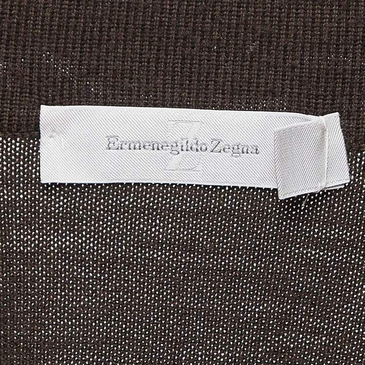 Pre Owned Ermenegildo Zegna Brown Wool Zip Front Vest XL