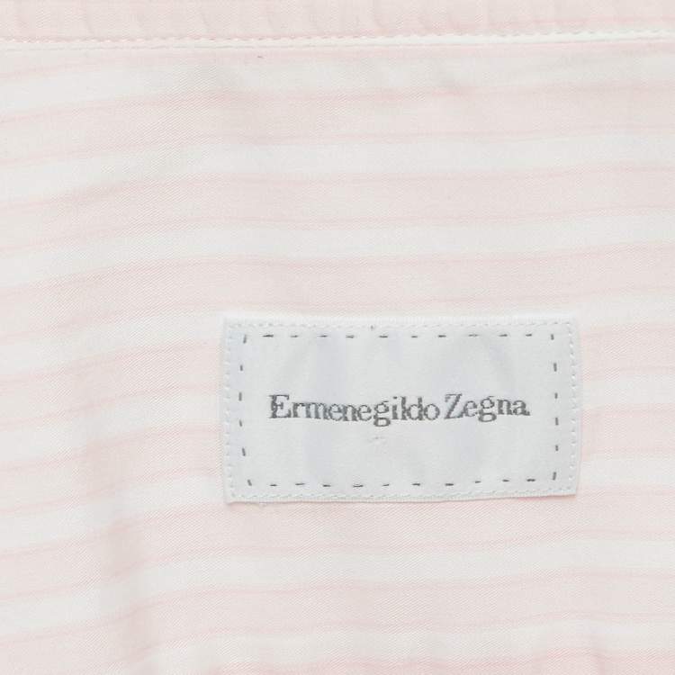 Pre Owned Ermenegildo Zegna Pink Pinstripe Cotton Long Sleeve Shirt M
