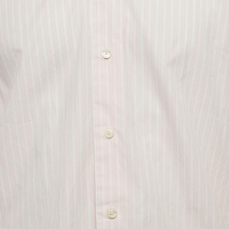 Pre Owned Ermenegildo Zegna Pink Pinstripe Cotton Long Sleeve Shirt M