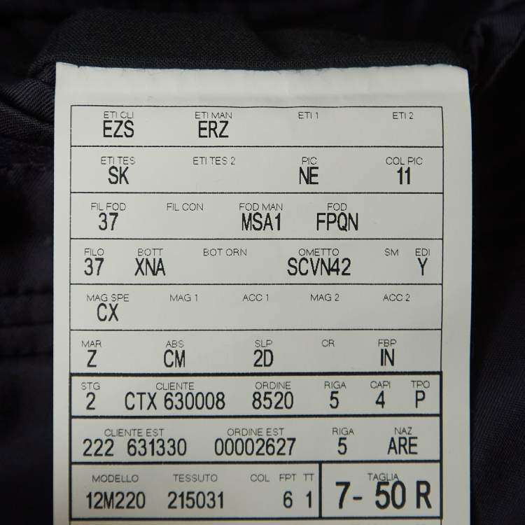 Pre Owned Ermenegildo Zegna Navy Blue Silk Single Breasted Blazer L