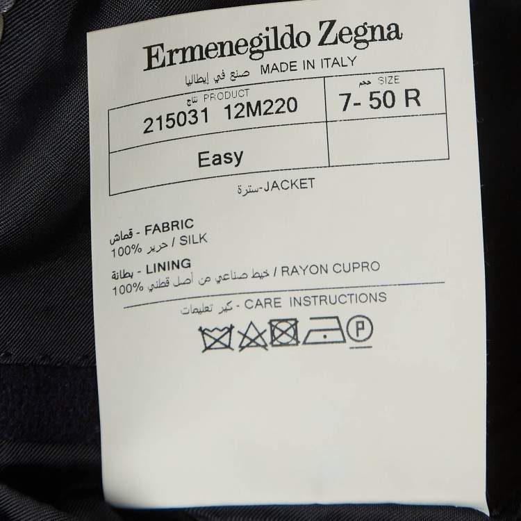 Pre Owned Ermenegildo Zegna Navy Blue Silk Single Breasted Blazer L