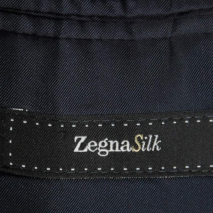 Pre Owned Ermenegildo Zegna Navy Blue Silk Single Breasted Blazer L