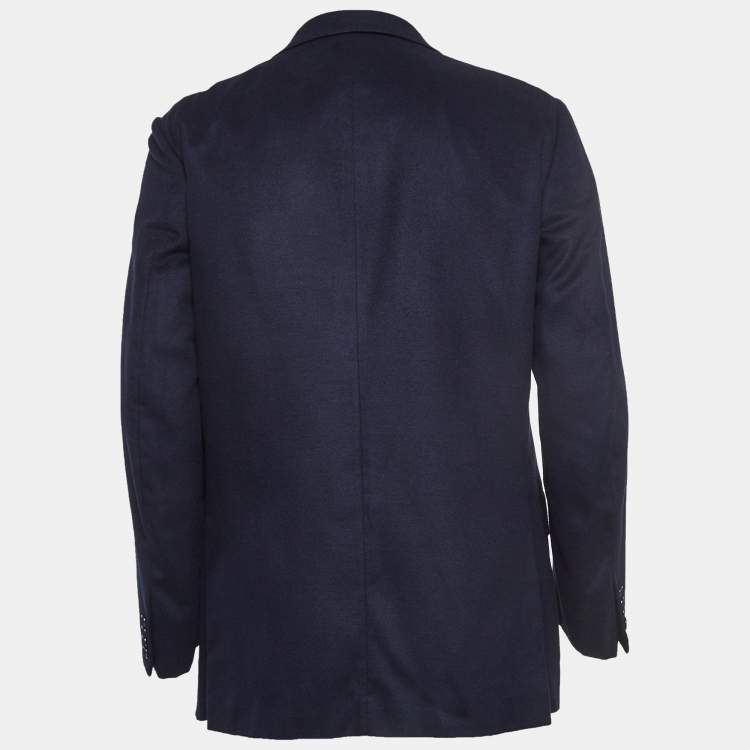 Pre Owned Ermenegildo Zegna Navy Blue Silk Single Breasted Blazer L