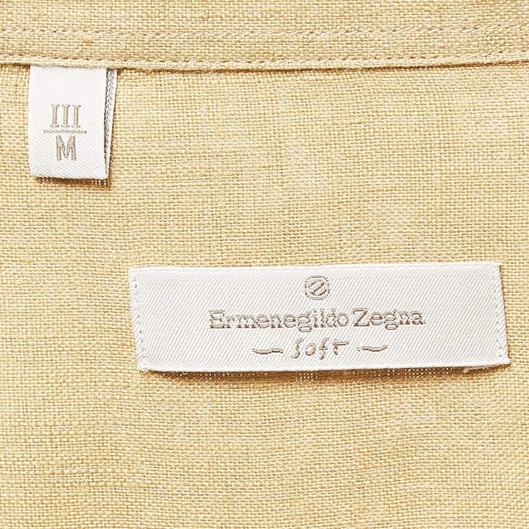 Pre Owned Ermenegildo Zegna Yellow Linen Button Front Shirt M