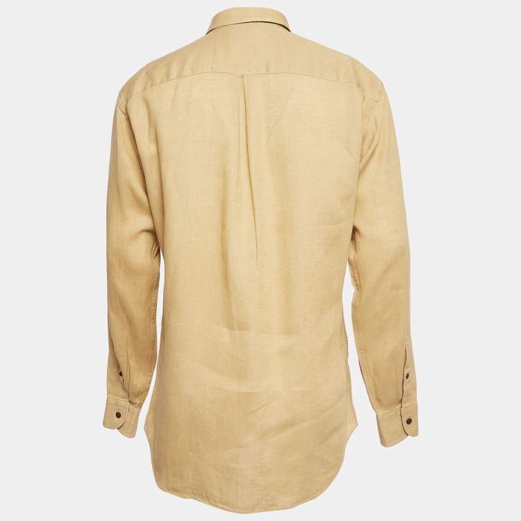 Pre Owned Ermenegildo Zegna Yellow Linen Button Front Shirt M
