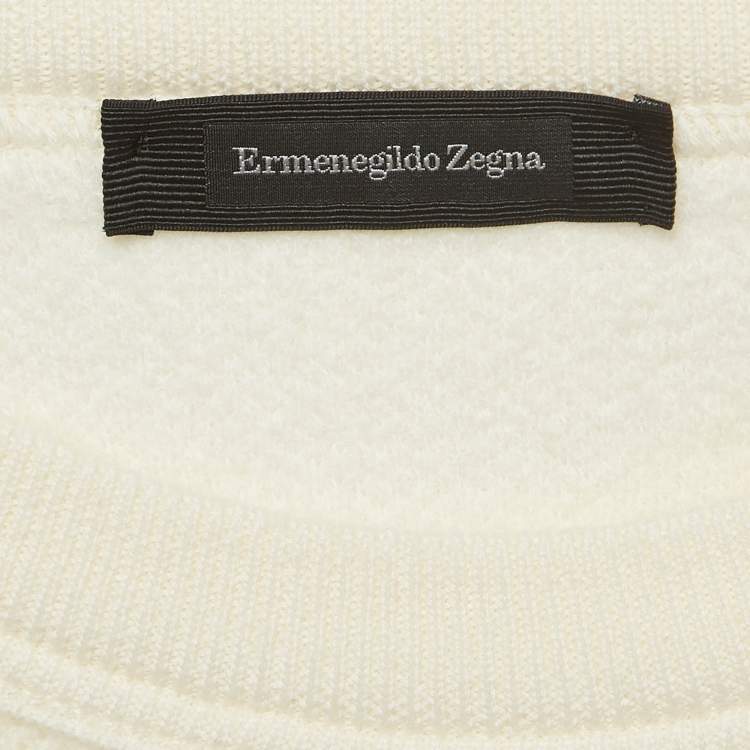 Pre Owned Ermenegildo Zegna Cream Wool and Cashmere Crew Neck Sweatshirt XL