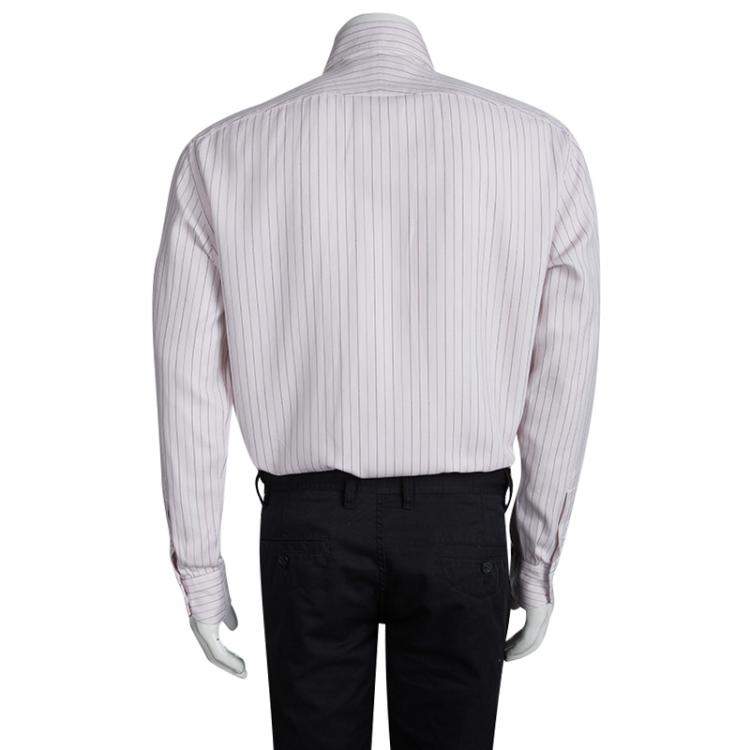 Pre Owned Ermenegildo Zegna Pink Cotton Striped Long Sleeve Button Front Shirt XXL