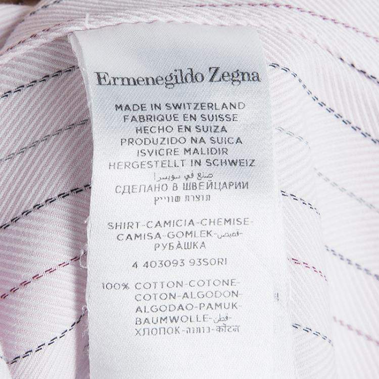 Pre Owned Ermenegildo Zegna Pink Cotton Striped Long Sleeve Button Front Shirt XXL