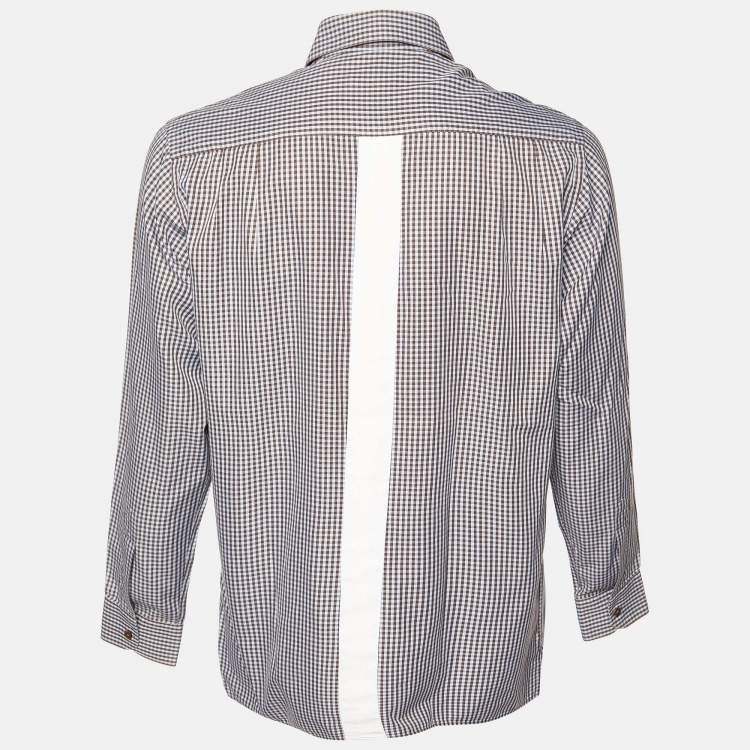 Pre Owned Ermenegildo Zegna Blue Micro Checked Cotton Button Down Shirt M