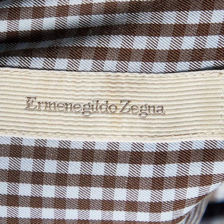 Pre Owned Ermenegildo Zegna Blue Micro Checked Cotton Button Down Shirt M