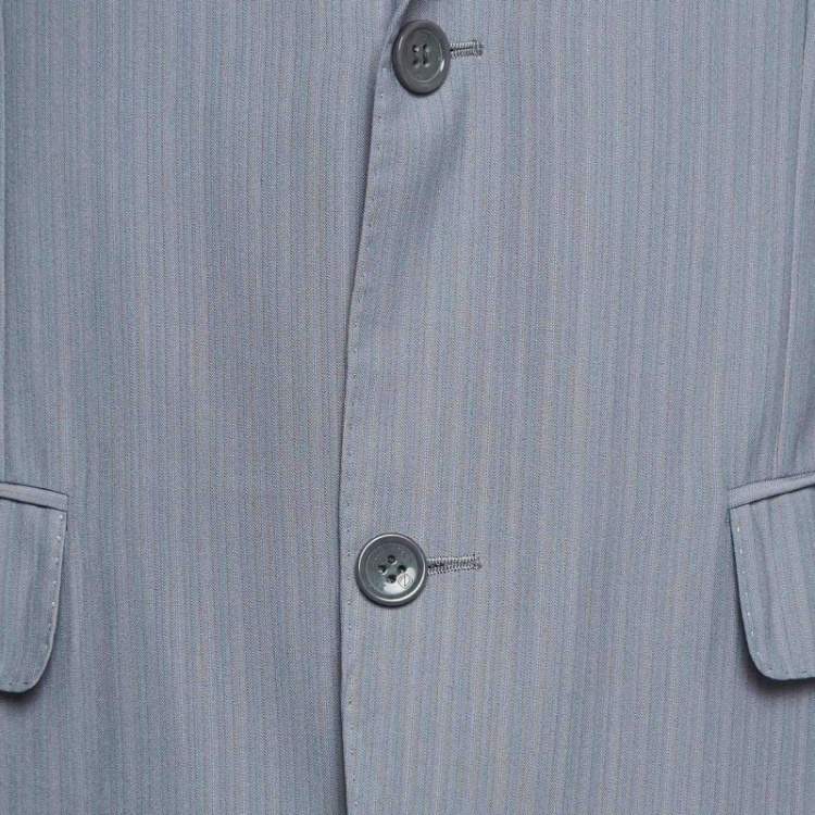 Pre Owned Ermenegildo Zegna Striped Wool Single Breasted Blazer M