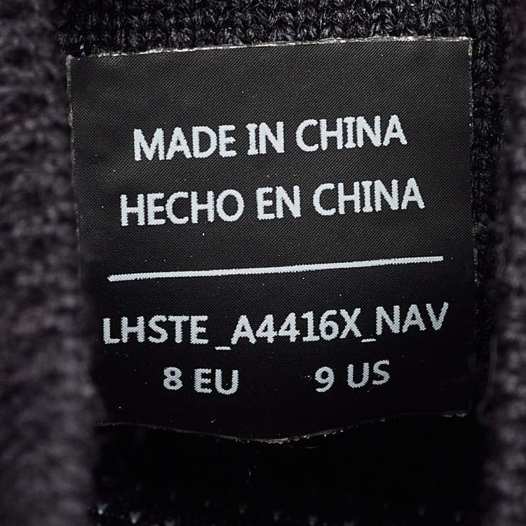 Pre Owned Ermenegildo Zegna Navy Blue/Black Knit Fabric Slip On Sneakers Size 42