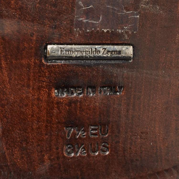Pre Owned Ermenegildo Zegna Brown Leather Lace Up Derby Size 41.5