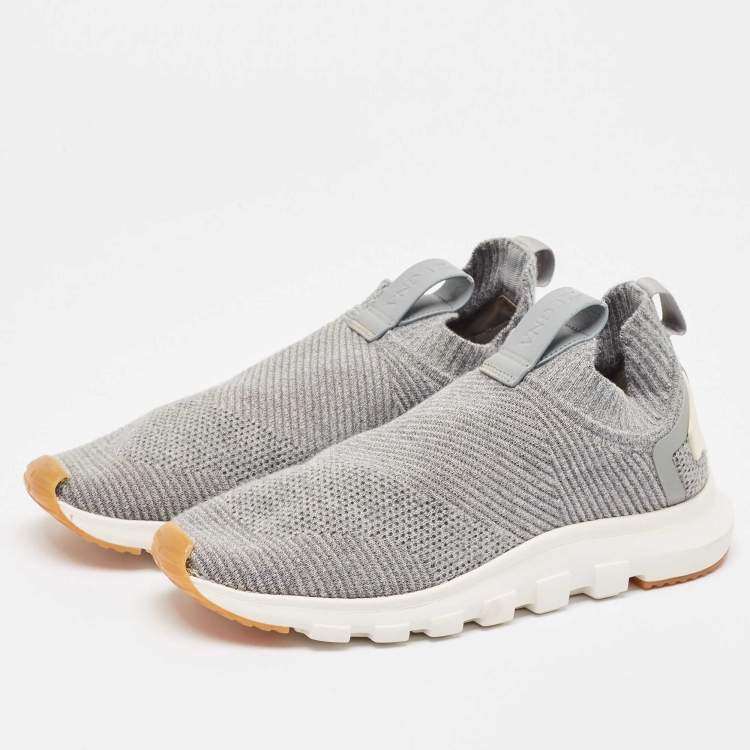Pre Owned Ermenegildo Zegna Grey Knit Fabric Low Top Sneakers  Size 41.5
