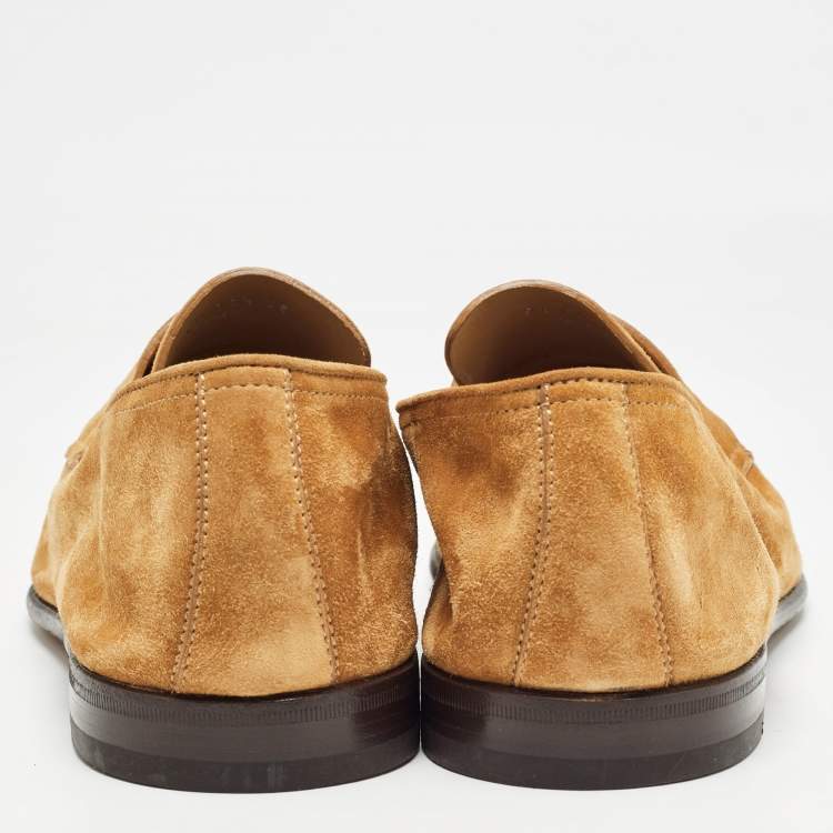 Pre Owned Ermenegildo Zegna Suede Penny Slip On Loafers Size 43.5