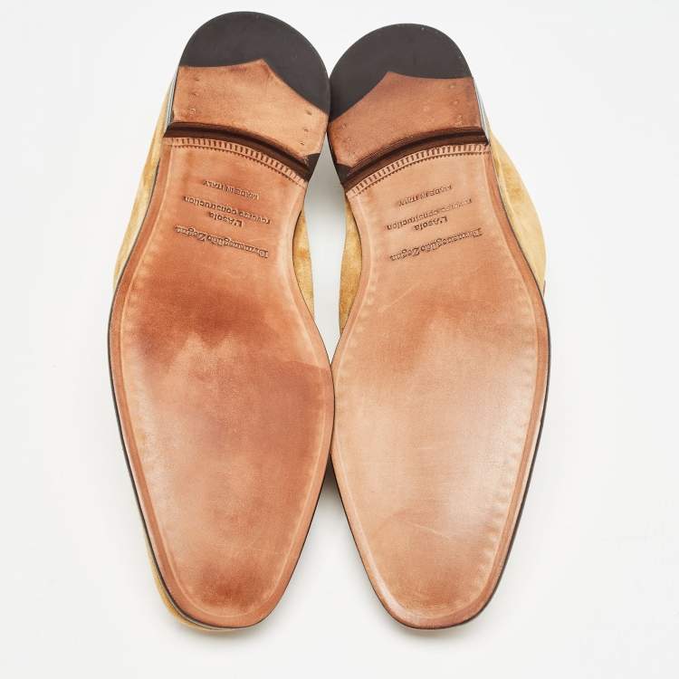 Pre Owned Ermenegildo Zegna Suede Penny Slip On Loafers Size 43.5