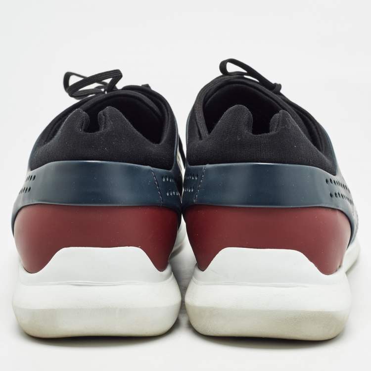 Pre Owned Ermenegildo Zegna Blue/Red Leather Lace Up Sneakers Size 44