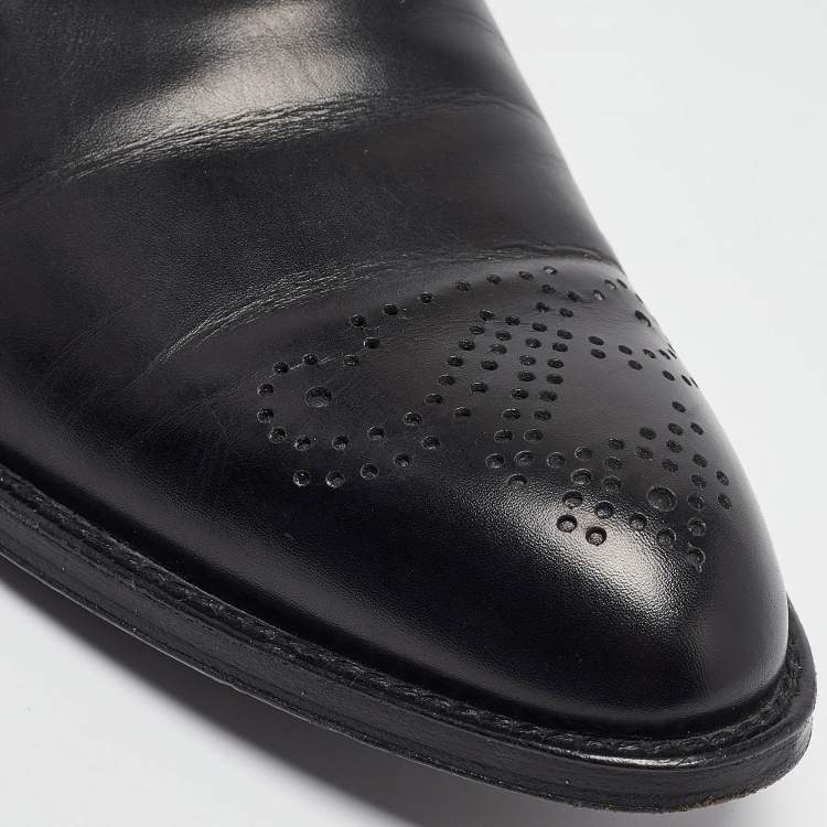 Pre Owned Ermenegildo Zegna Black Leather Lace Up Derby Size 42.5