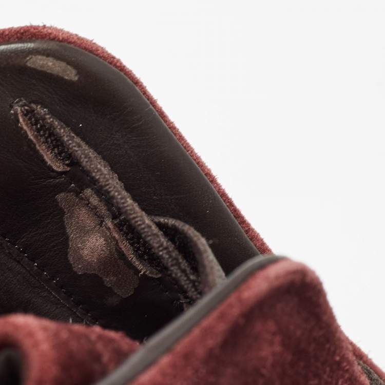 Pre Owned Ermenegildo Zegna Burgundy Suede Low Top Sneakers Size 43