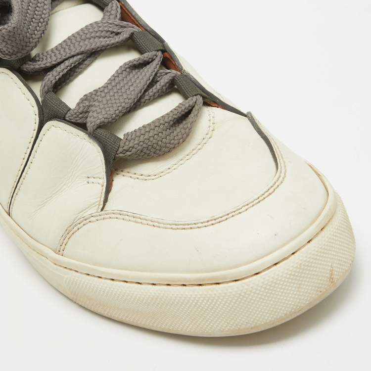 Pre Owned Ermenegildo Zegna White Leather Tiziano Lace Up Sneakers Size 41
