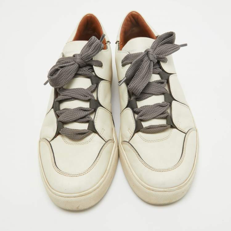 Pre Owned Ermenegildo Zegna White Leather Tiziano Lace Up Sneakers Size 41