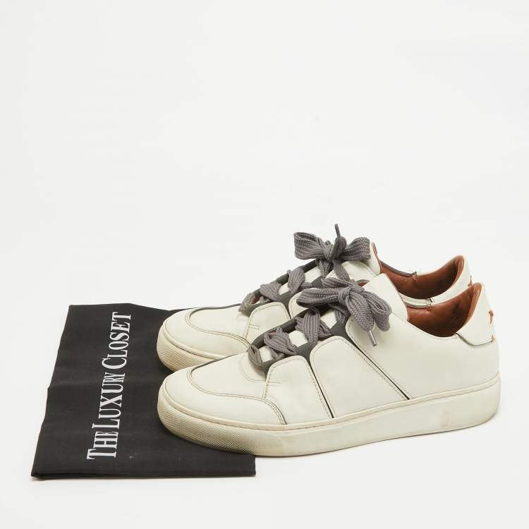 Pre Owned Ermenegildo Zegna White Leather Tiziano Lace Up Sneakers Size 41
