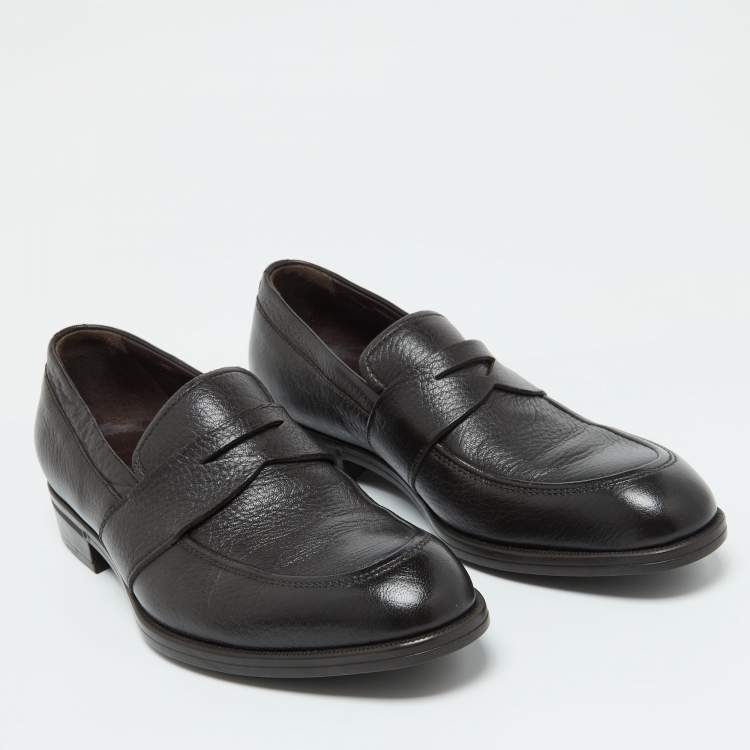 Pre Owned Ermenegildo Zegna Brown Leather Loafers Size 39
