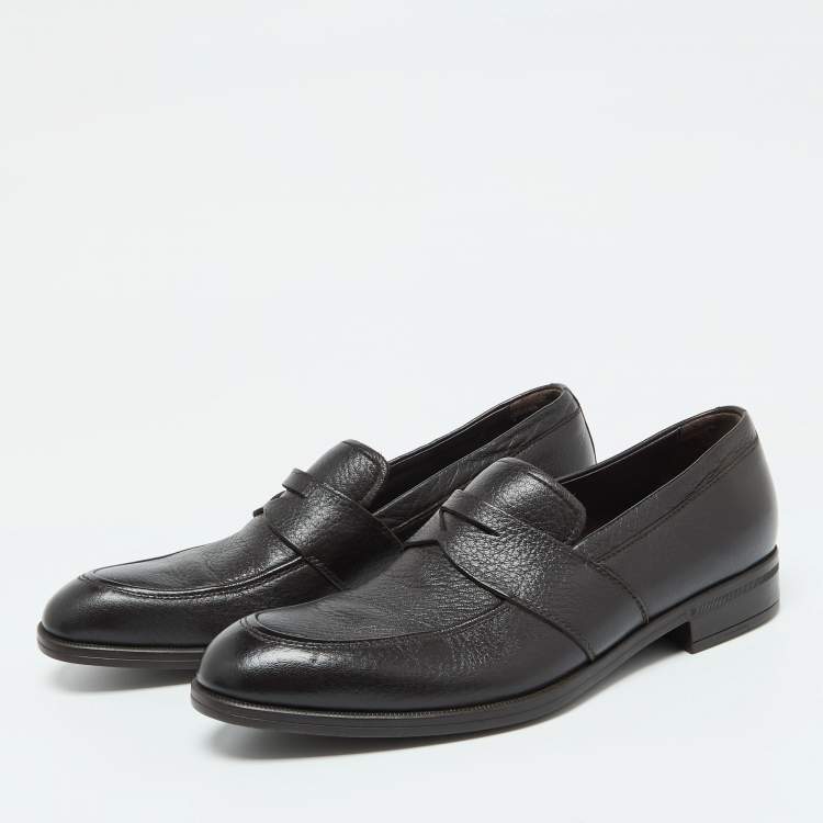 Pre Owned Ermenegildo Zegna Brown Leather Loafers Size 39