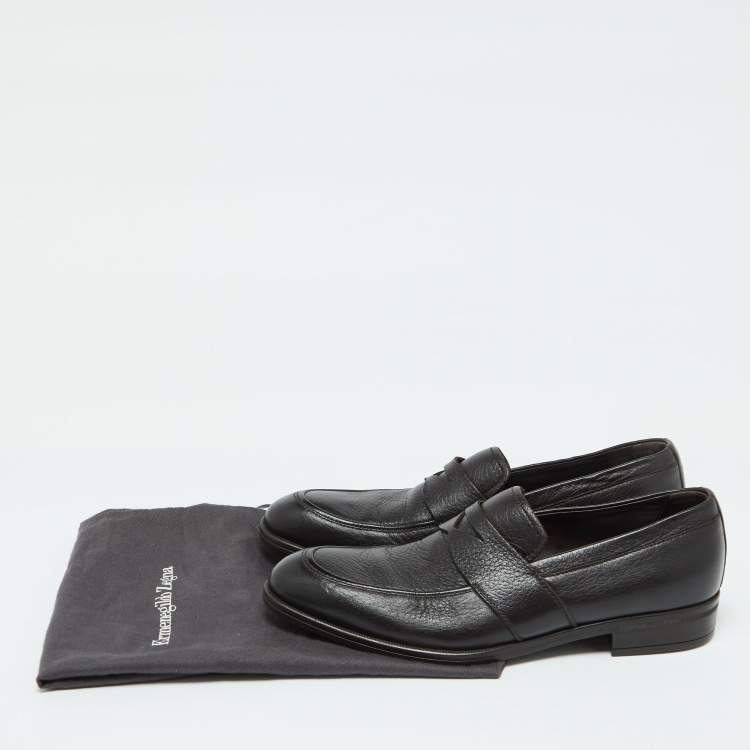 Pre Owned Ermenegildo Zegna Brown Leather Loafers Size 39