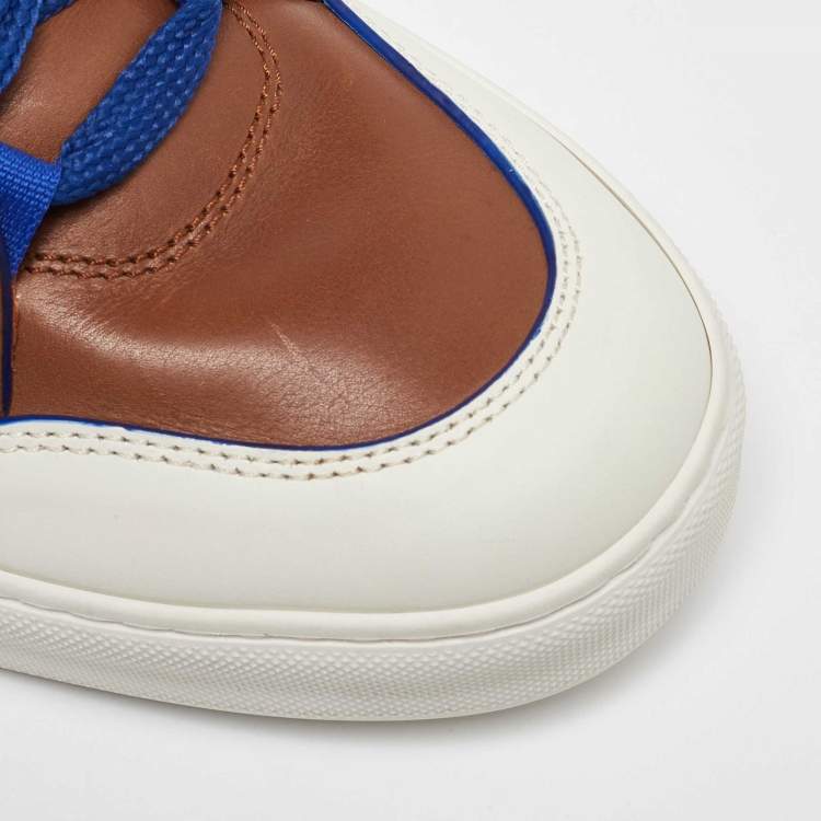 Pre Owned Ermenegildo Zegna Tri Color Leather Tiziano Low Top Sneakers Size 45