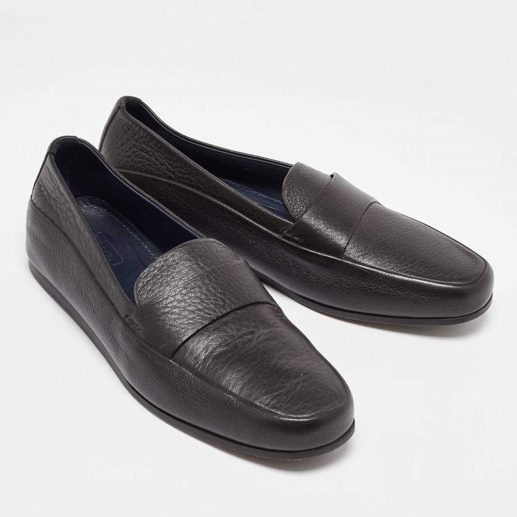 Pre Owned Ermenegildo Zegna Dark Brown Leather Penny Loafers Size 40