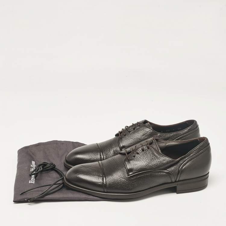 Pre Owned Ermenegildo Zegna Brown Leather lace Up Derby Size 40