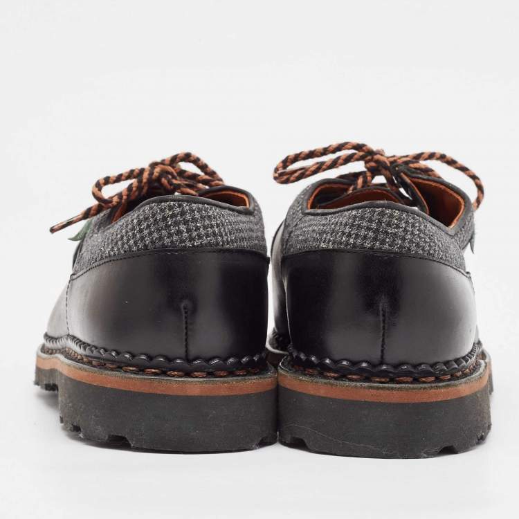 Pre Owned Ermenegildo Zegna Black Canvas and Leather Lace Up Derby Size 41