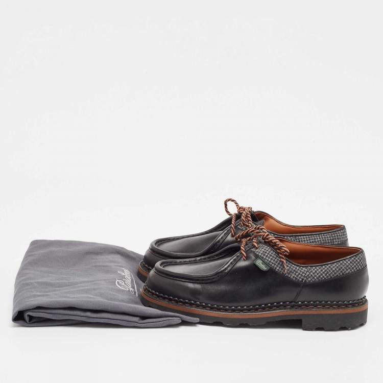 Pre Owned Ermenegildo Zegna Black Canvas and Leather Lace Up Derby Size 41