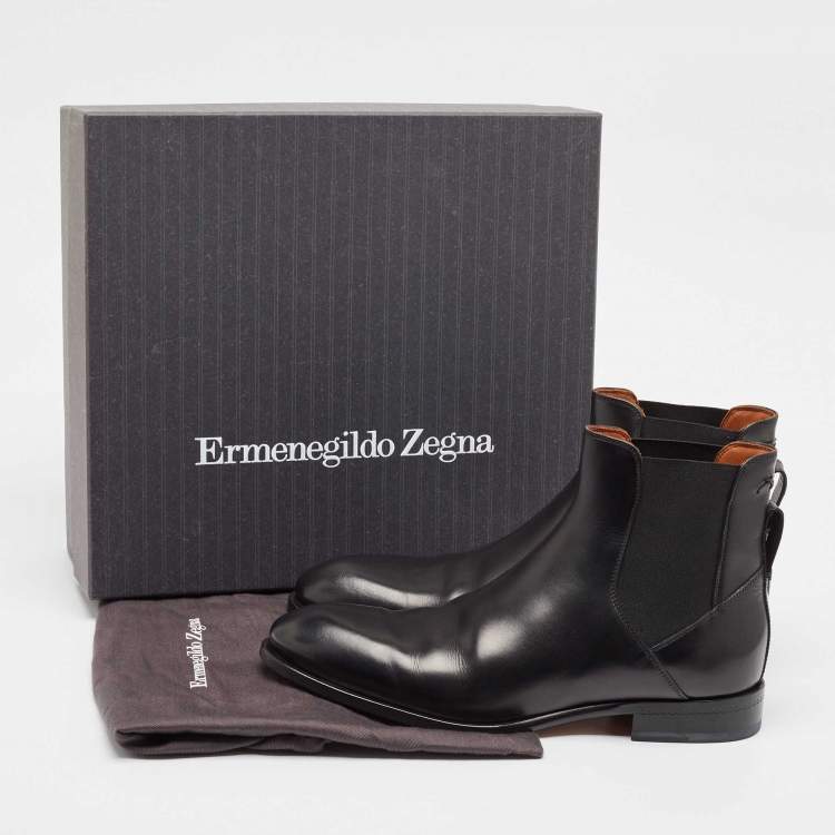 Pre Owned Ermenegildo Zegna Black Leather Vienna Blake Chelsea Boots Size 43