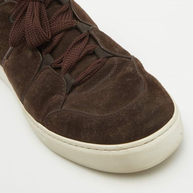 Pre Owned Ermenegildo Zegna Brown Suede Trainer Sneakers Size 44