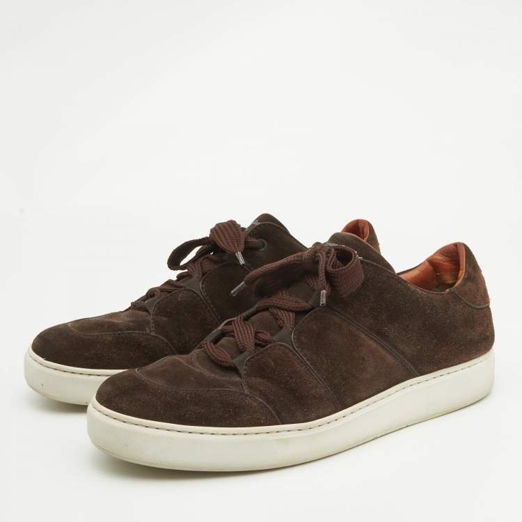 Pre Owned Ermenegildo Zegna Brown Suede Trainer Sneakers Size 44